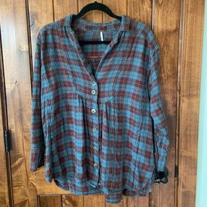 Free people flannel flowy shirt